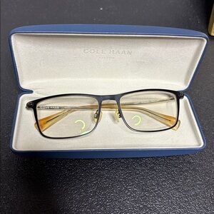 Cole Haan Mens Stylish Black and Gold Eyeglasses CH4021